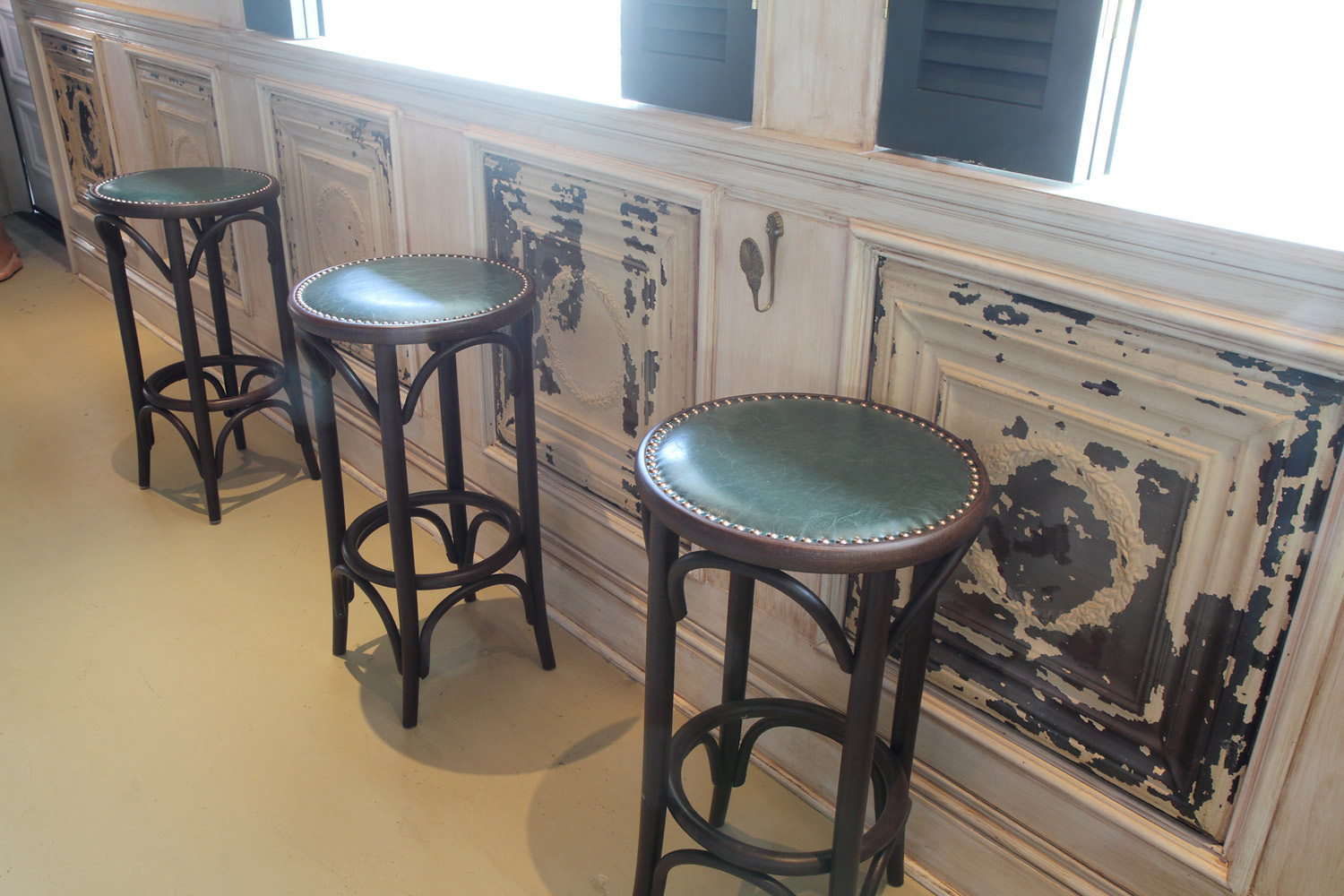Hatchet Hall stools and wall design